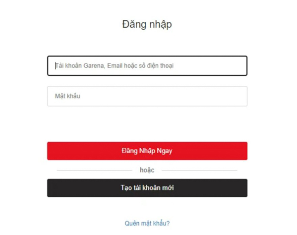 Đăng nhập vào tài khoản Garena của bạn