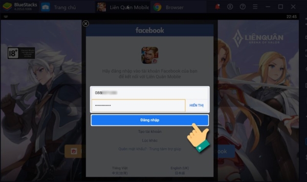 Cách đăng nhập tài khoản Liên Quân Mobile Thái Lan bằng Facebook