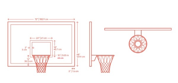 Kích thước bảng bóng rổ 3x3 tiêu chuẩn