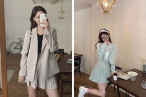 Chân váy tennis với áo blazer