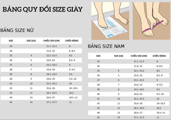 Tìm hiểu bảng quy chuẩn về size giày