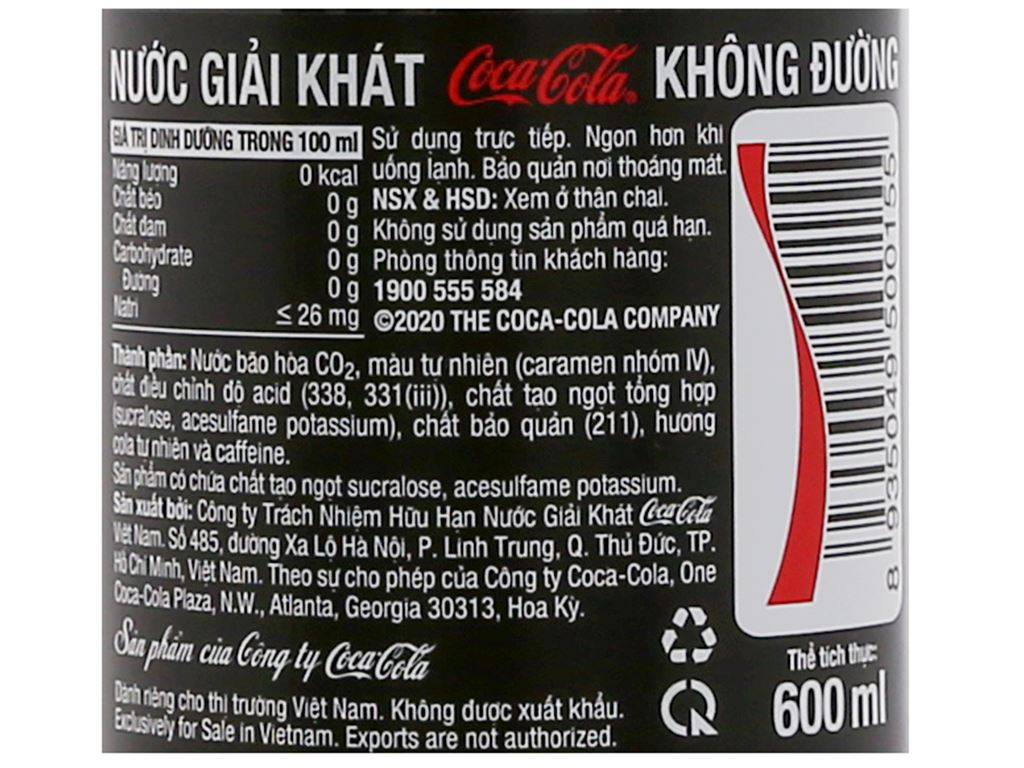 Tìm hiểu thành phần dinh dưỡng và lượng calo trong Coca-Cola